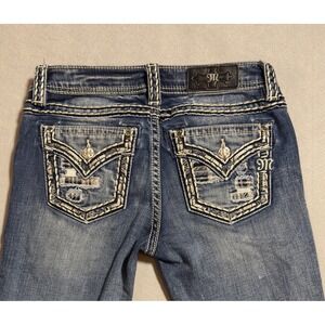 Vintage Y2K Miss Me Slim Bootcut Jeans Distressed, Embellished Waist 26